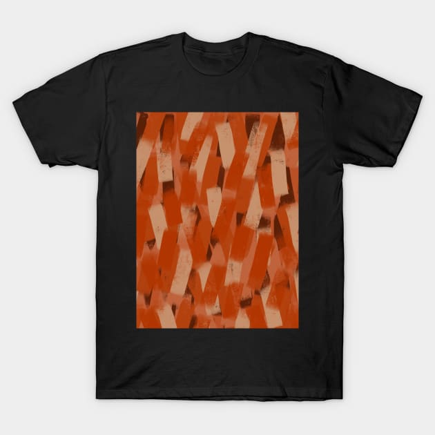 Burnt Orange, Rust, Striped Smudge Pattern T-Shirt by OneThreeSix